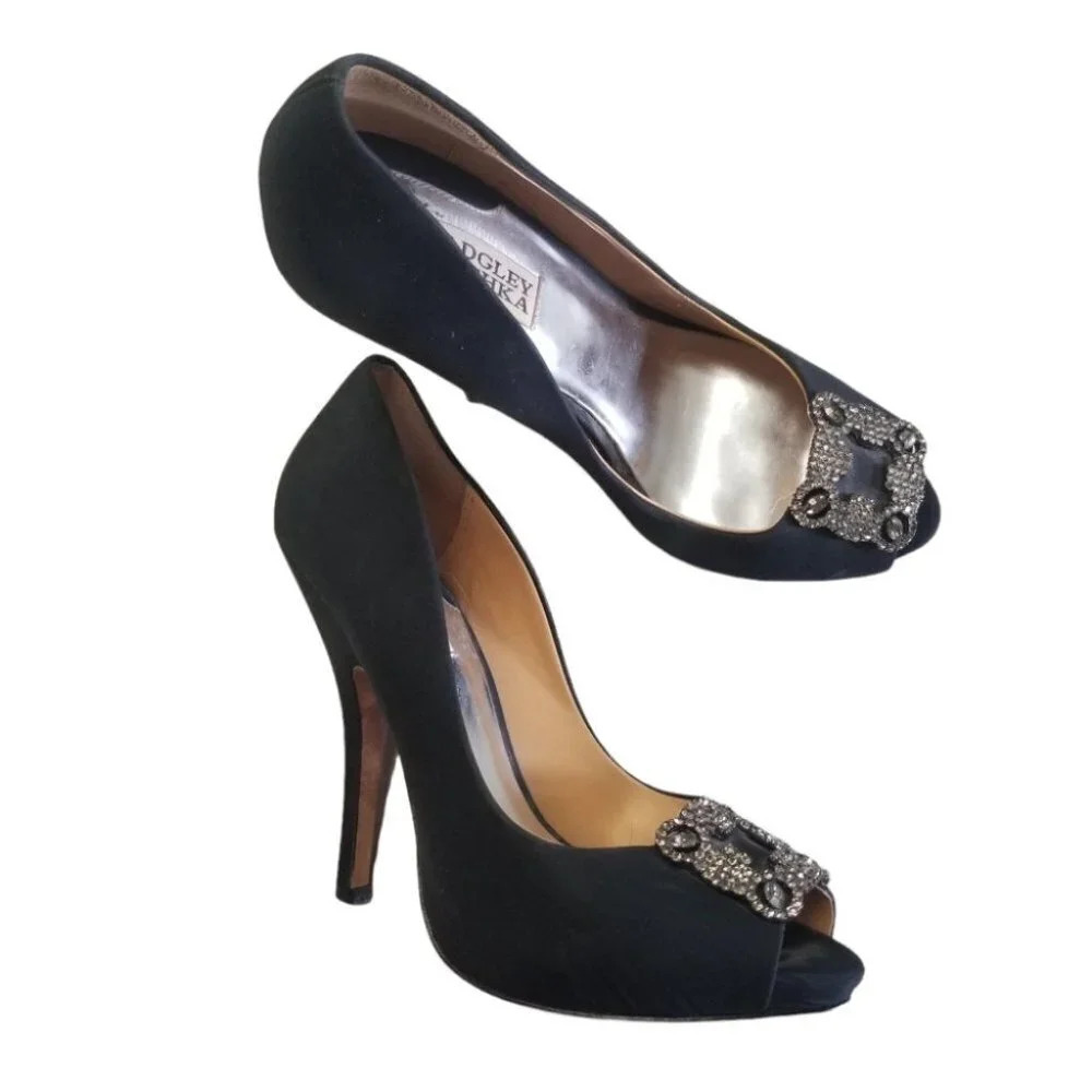 Badgley Mischka Black Silver Pumps 9